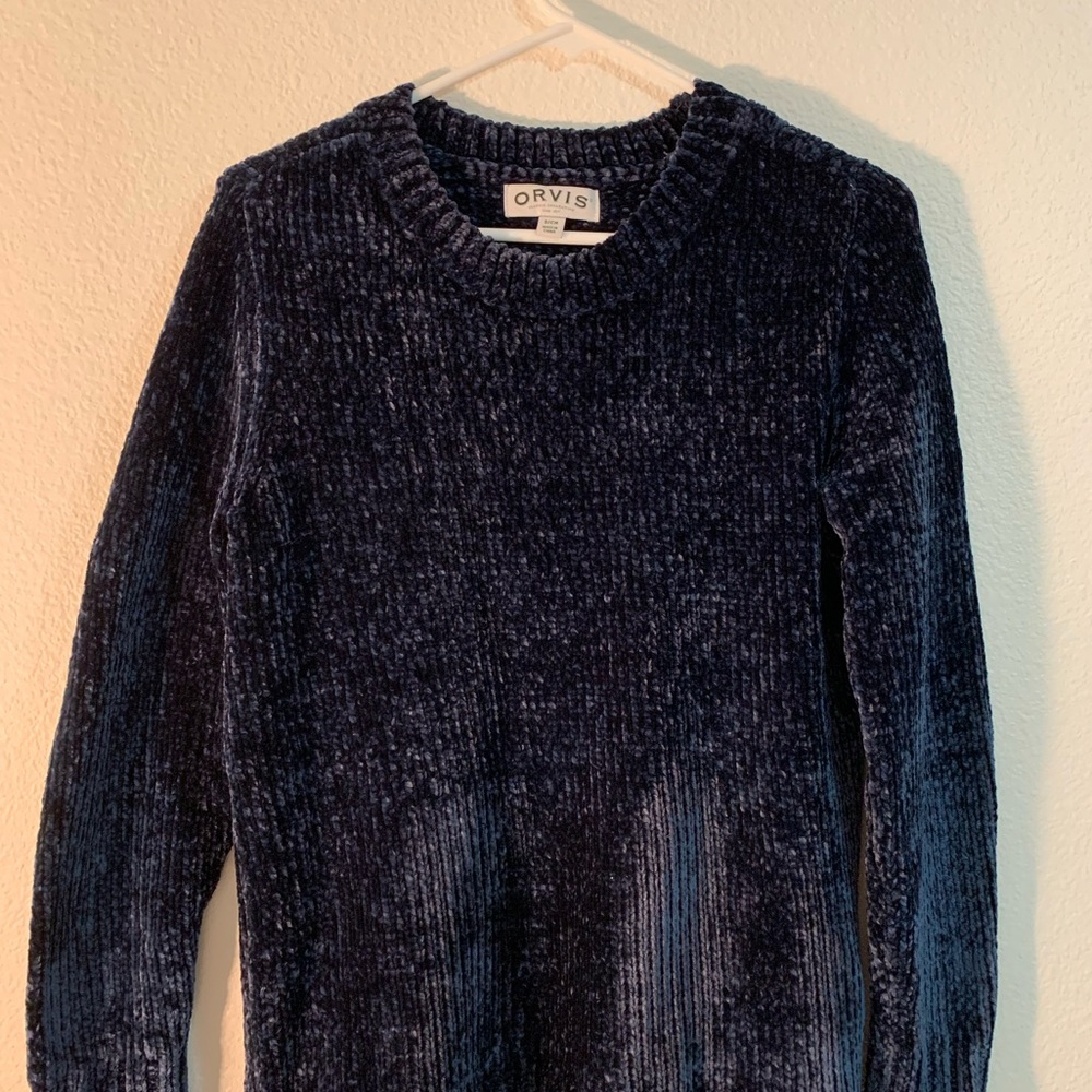 Orvis Women’s Blue Chenille Sweater Relaxed Fit